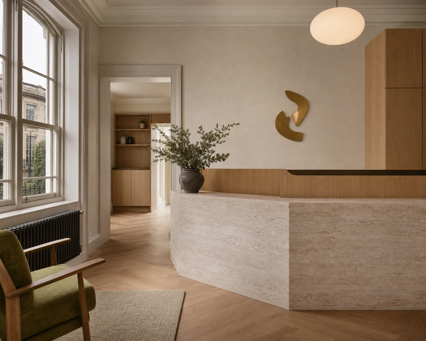 Warm reception inside the fictional Marlowe Dental House