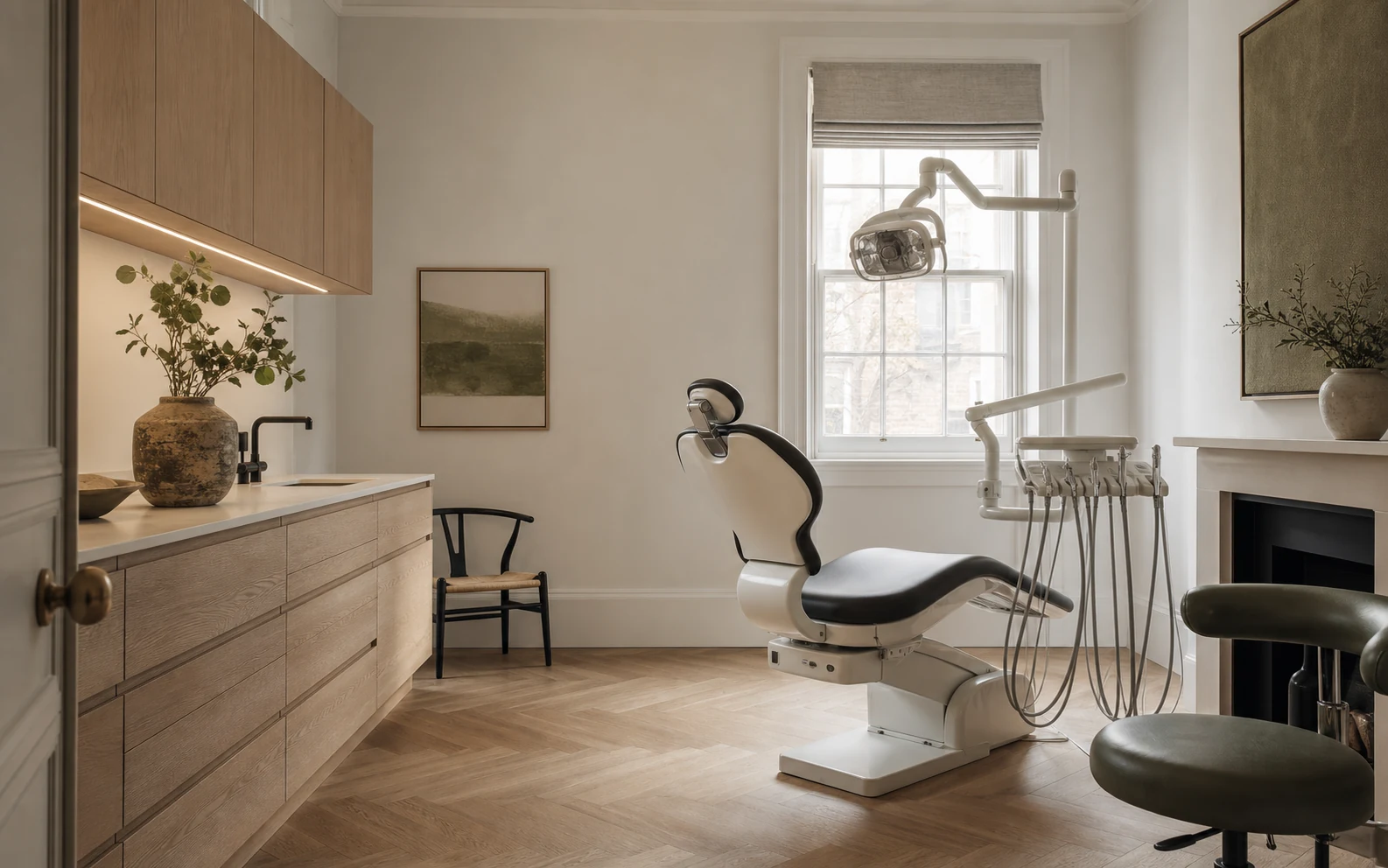 A warm, clinically equipped dental treatment room